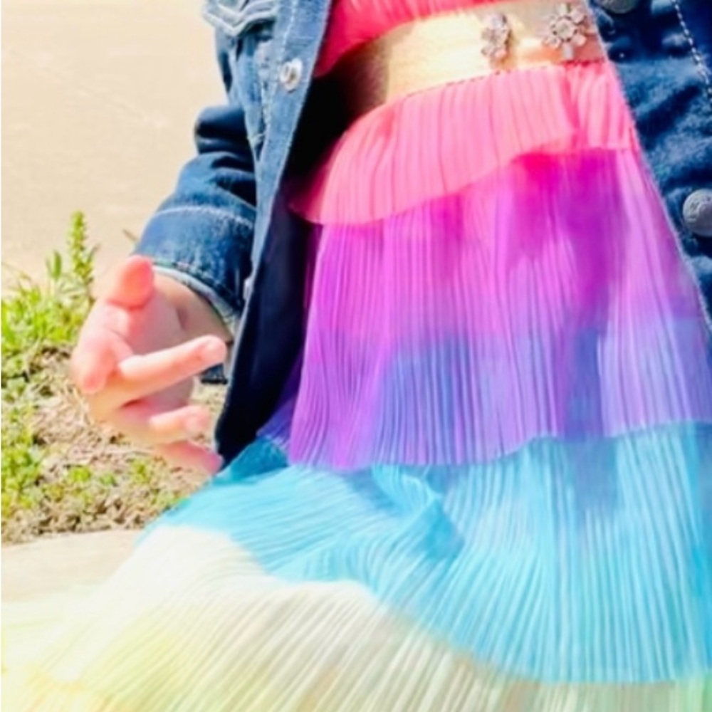 H&M Pink and Purple Pleated Tiered Sundress